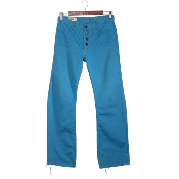 Big John Japanese Flare Leg Button Fly Jeans Bright Blue Size 31 Vintage 70s - Picture 11 of 11